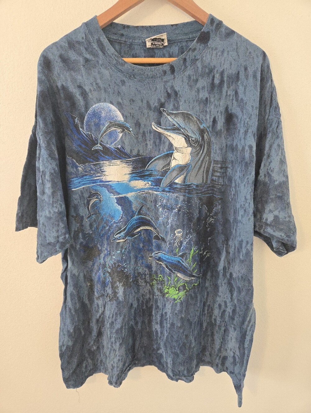 Vintage Ragtops Liquid Blue T Shirt Mens XL Dolphin Ocean